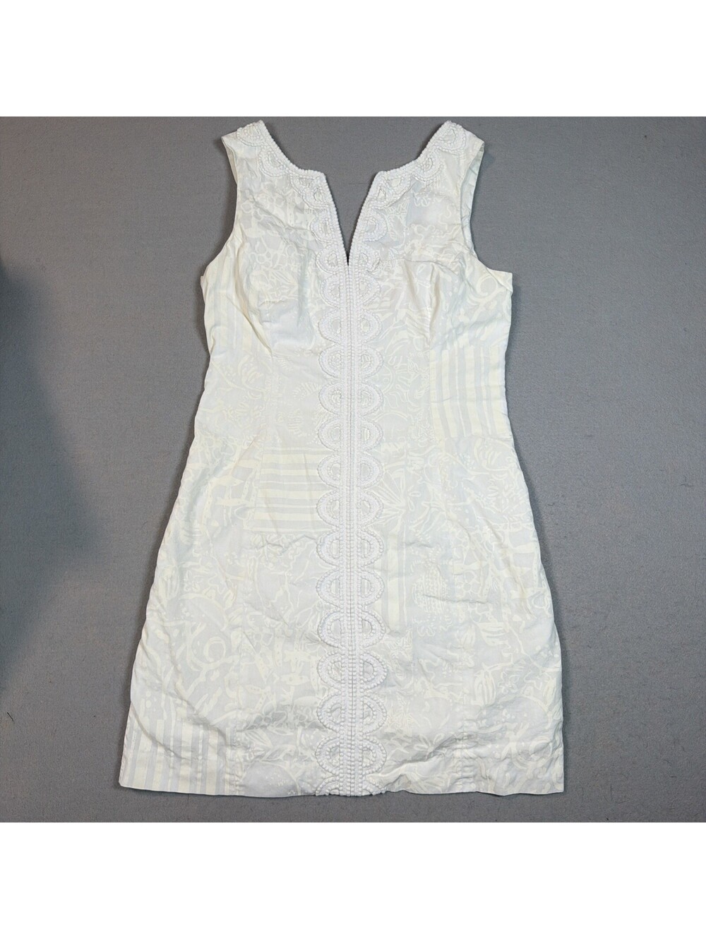 Lilly Pulitzer Jane Shift Dress White Off-White Jacquard Floral
